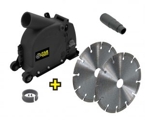 Fartools drážkovací pouzdro pro úhlovou brusku 125 mm + dva řezné kotouče 115925